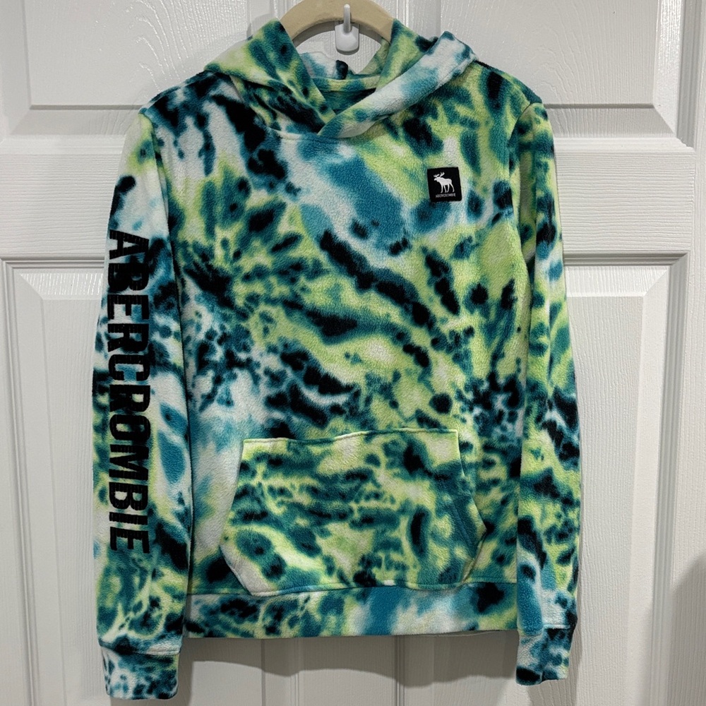 Abercrombie Kids Blue and Green Tie-Dye Hoodie